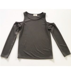 Everly | Cold Shoulder Top w Long Sleeves, Gray